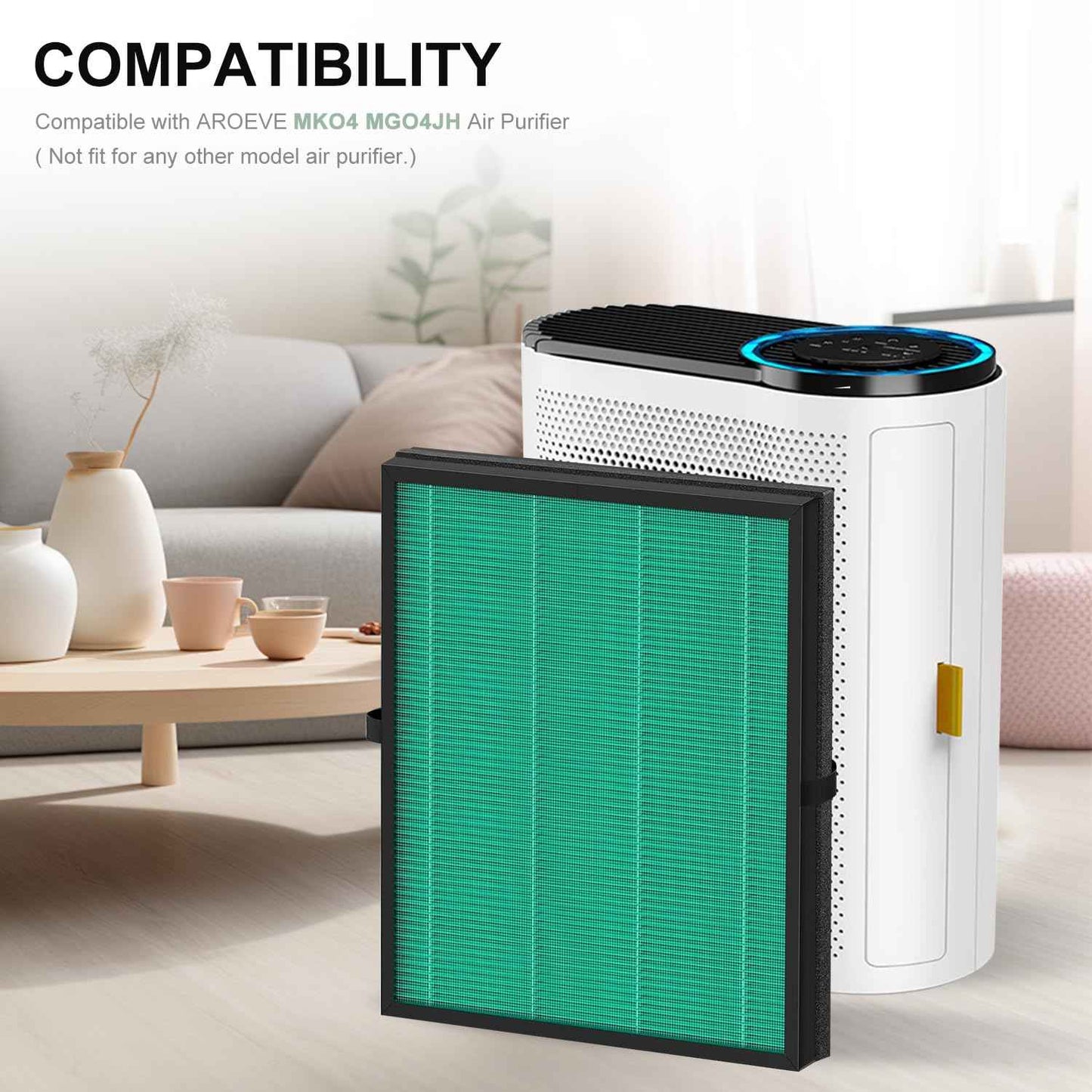 Jusfoouo 2-Pack MK04 Air Filter Replacement, Compatible with MK04 MG04JH Air Purifier Models, 4-in-1 H13 True HEPA Filter for Pet Dander, Dust, Pollen, and Hair – Pet Dander Version