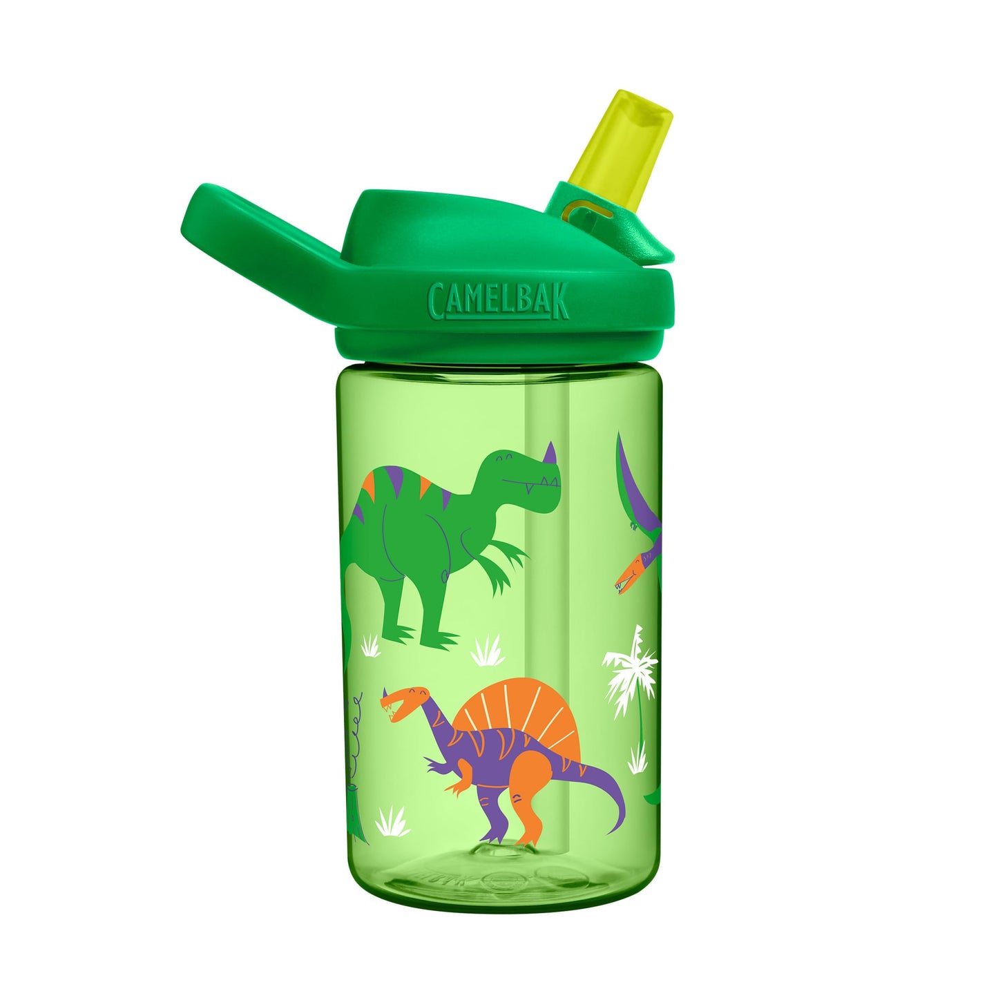 CamelBak Eddy+ Kids Water Bottle with Bite Valve Straw, Leak‑Resistant Easy‑Sip Design for Everyday Hydration, 14oz, Dinosaur Island
