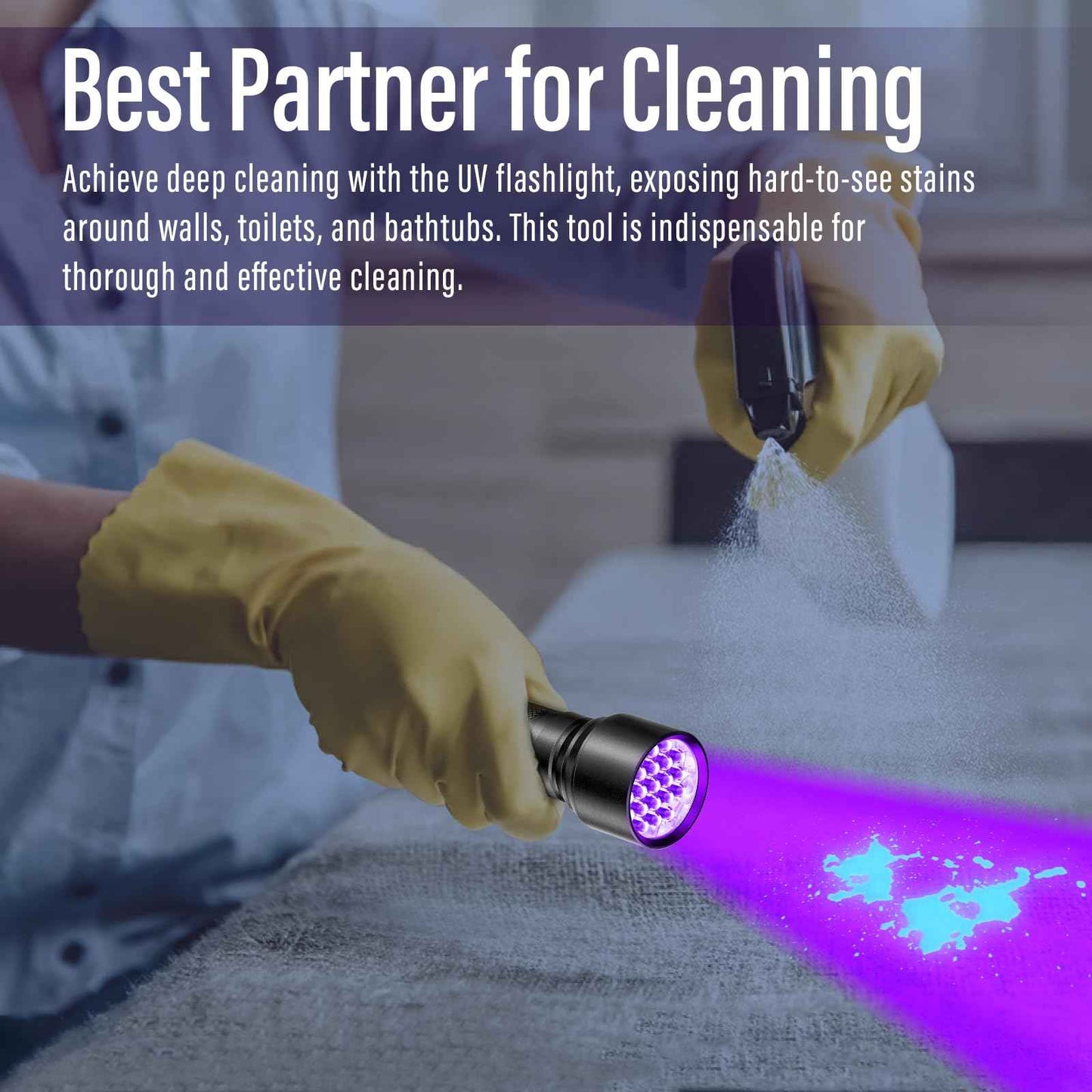 UV Flashlight Black Light 2 Pack, 21 LED 395nm Ultraviolet Rechargeable Flashlights UV Light, Waterproof Portable BlackLight Flashlights for Pet Urine Detection, Dry Stains, Bed Bug, Fluorescent Agent