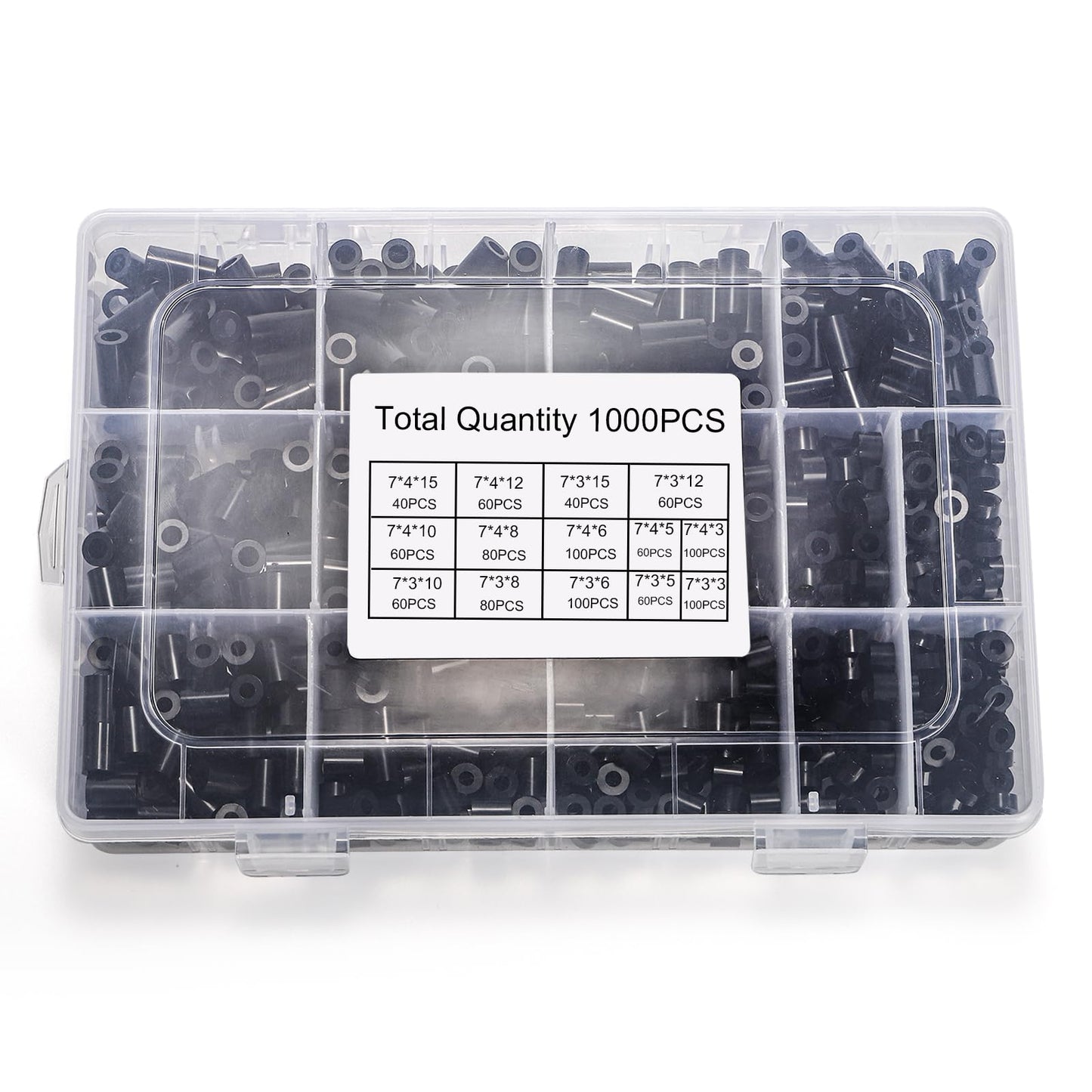 Acshio 1000 Pack Electrical Outlet Screws Spacers, Nylon Round Spacers for M3 M4 Screw, Black Spacer Electrical Outlet Assortment Kit Without Threaded for Electrical Screws, Switch, Receptacle