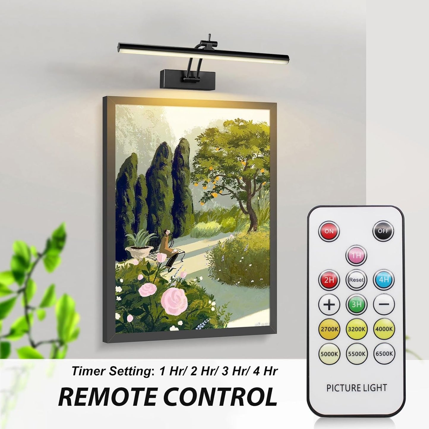 Wireless Battery Operated Picture Lights - 2 Pack, 16 Inch Dimmable Art Lighting with Remote, 6 Color Options - Perfect for Paintings and Gallery Displays