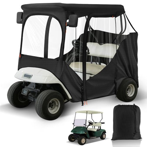 CartClan EZGO Driving Enclosure, Golf Cart Enclosure Suitable for 2 Passenger EZGO RXV & TXT Golf Cart, 600D Windproof Golf Cart Rain Cover with Double Zippers, Reserved Side View Mirror Hole