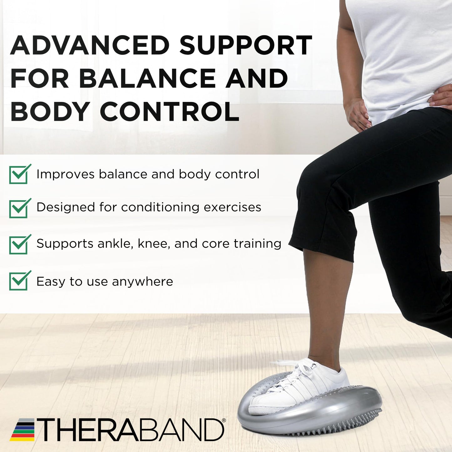 THERABAND Stability Disc, 13-Inch Balance Cushion, Wobble Seat, Silver