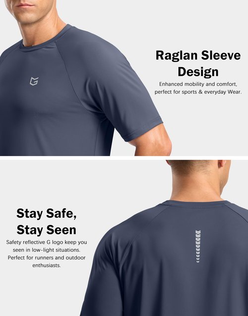 G Gradual Men's Athletic Workout T-Shirts Moisture Wicking Cooling Running Shirts Short Sleeve Performance Tee for Gym Tennis(Dusty Blue,XL)