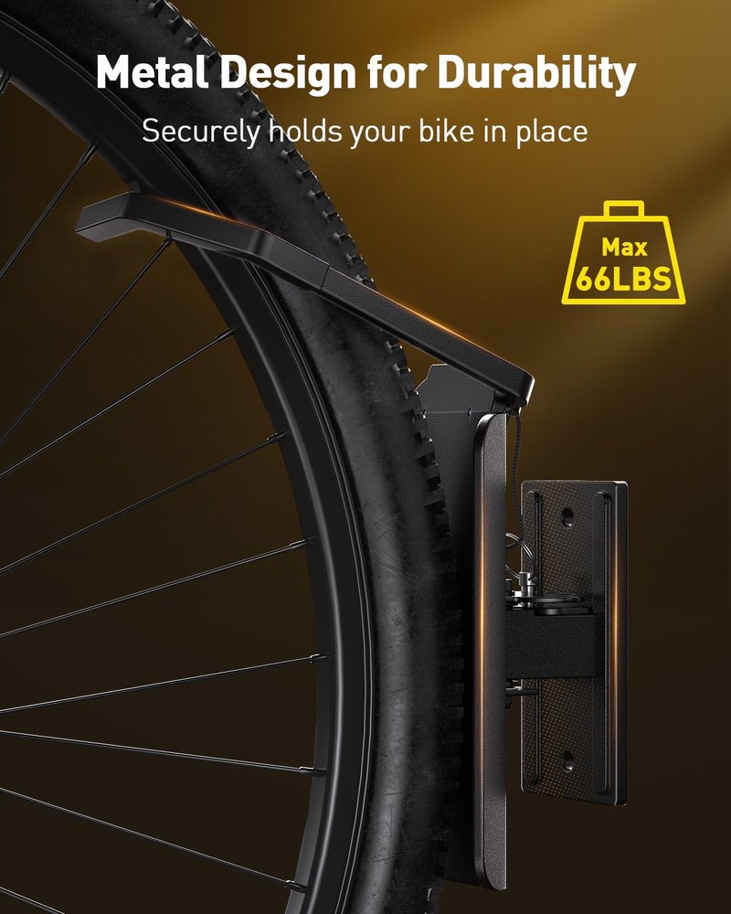 Alphamount AM Swivel Bike Wall Mount, Metal Wall Bike Rack with Durable Sleeves, Space-Saving Vertical Bike Rack with 180° Swivel for Home and Garage, Bike Wall Mount Up to 66 lbs, 4-Pack