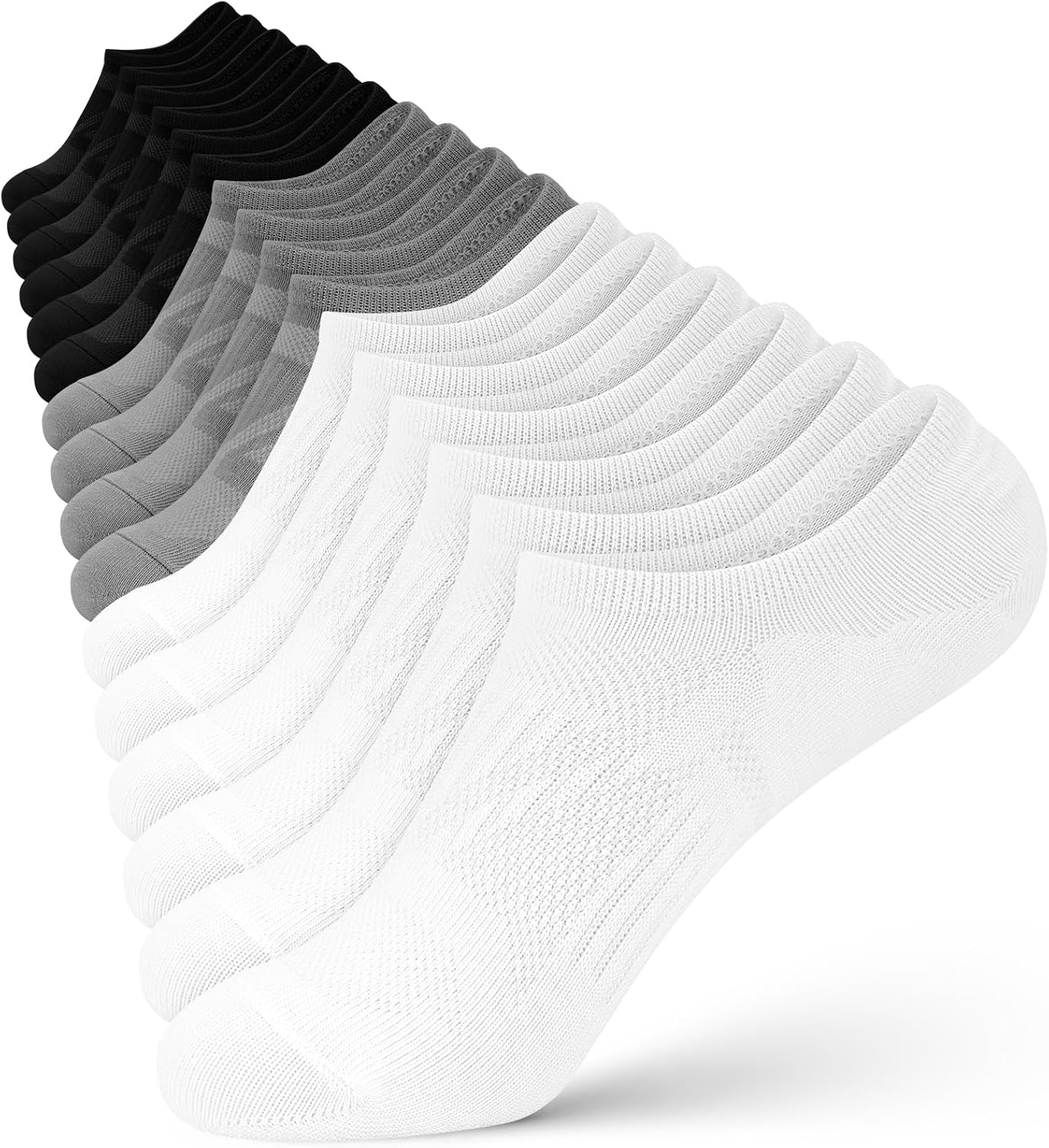 Wernies No Show Socks for Women - 8 Pairs of Invisible Ankle Cotton Socks, Low Cut Casual Style