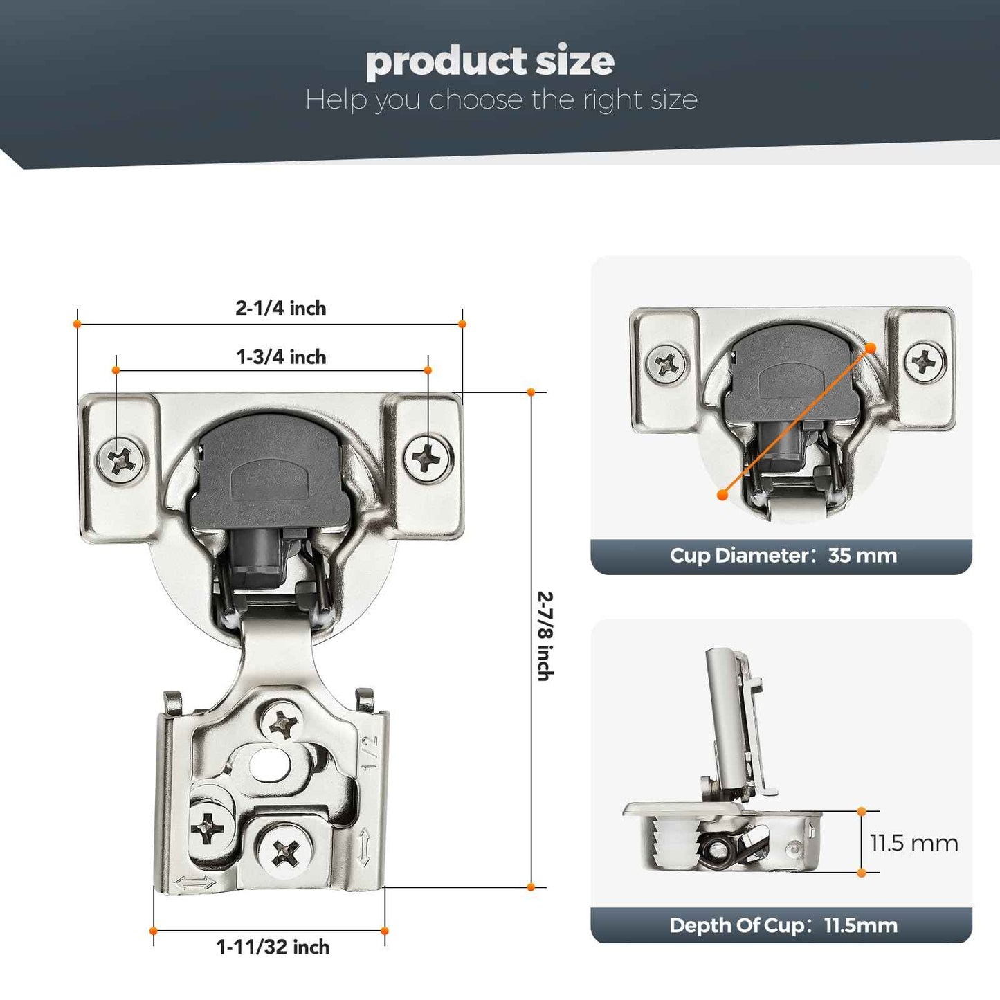 Home Expert 10 Pack (5 Pairs) 1/2" Overlay Soft Close Cabinet Hinges, Satin Nickel Stainless Steel Concealed Hinges with 3D Self-Closing for Face Frame Doors & Kitchens