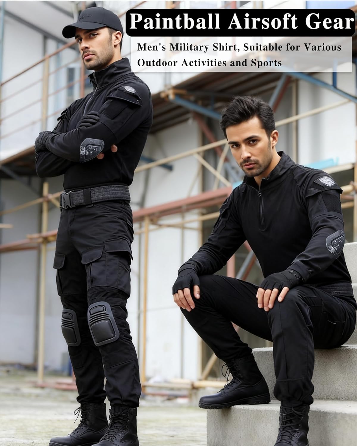Skiennix Men's Tactical Combat Shirt - Lightweight Long Sleeve Military BDU Top for Paintball & Airsoft