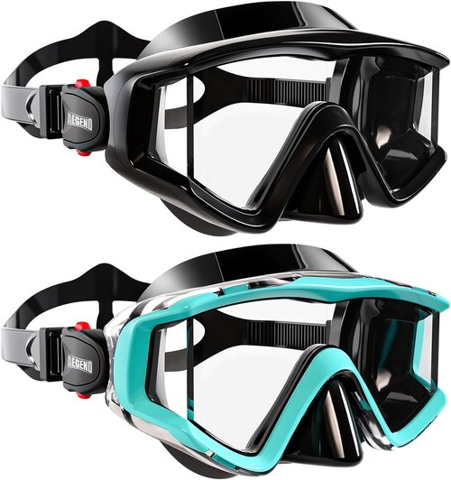Aegend Diving Mask - Panoramic Anti-Fog Goggles for Snorkeling & Scuba Diving | Comfort Fit with Mesh Bag