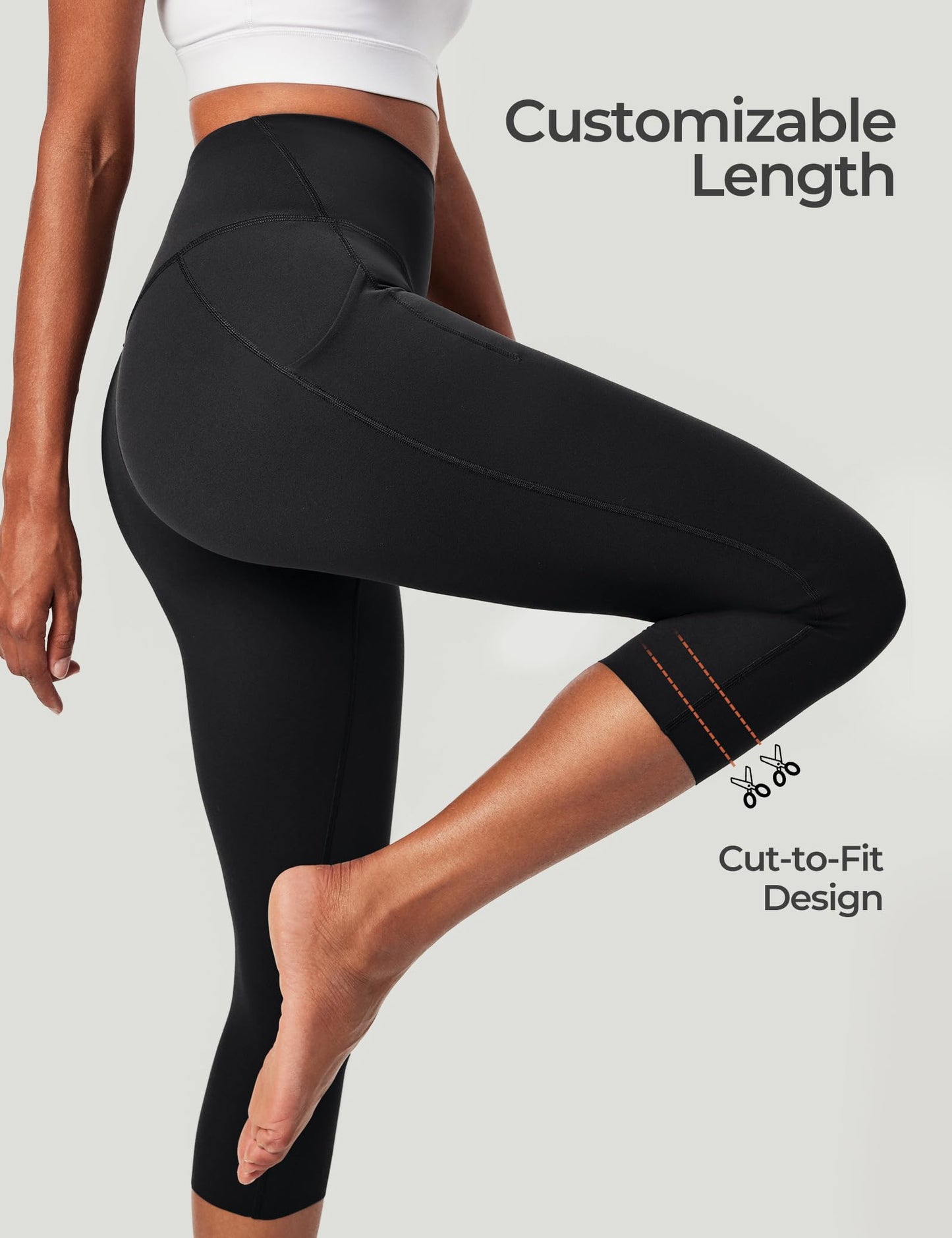 Heathyoga Buttery Soft Capri Leggings with Pockets for Women Tummy Control Capri Pants High Waisted Yoga Pants Women Black