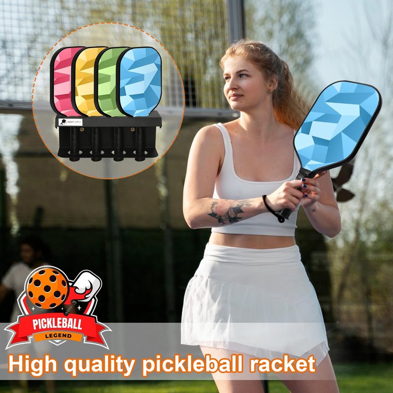 Pickleball Racket Ball Holder Holds 4/12 Paddles Pickleball Storage Rack with Label to Track Next Up Players Pickleball Paddle Holders To Fence Wall Hanging Storage Outdoor Not Include Paddles (3)