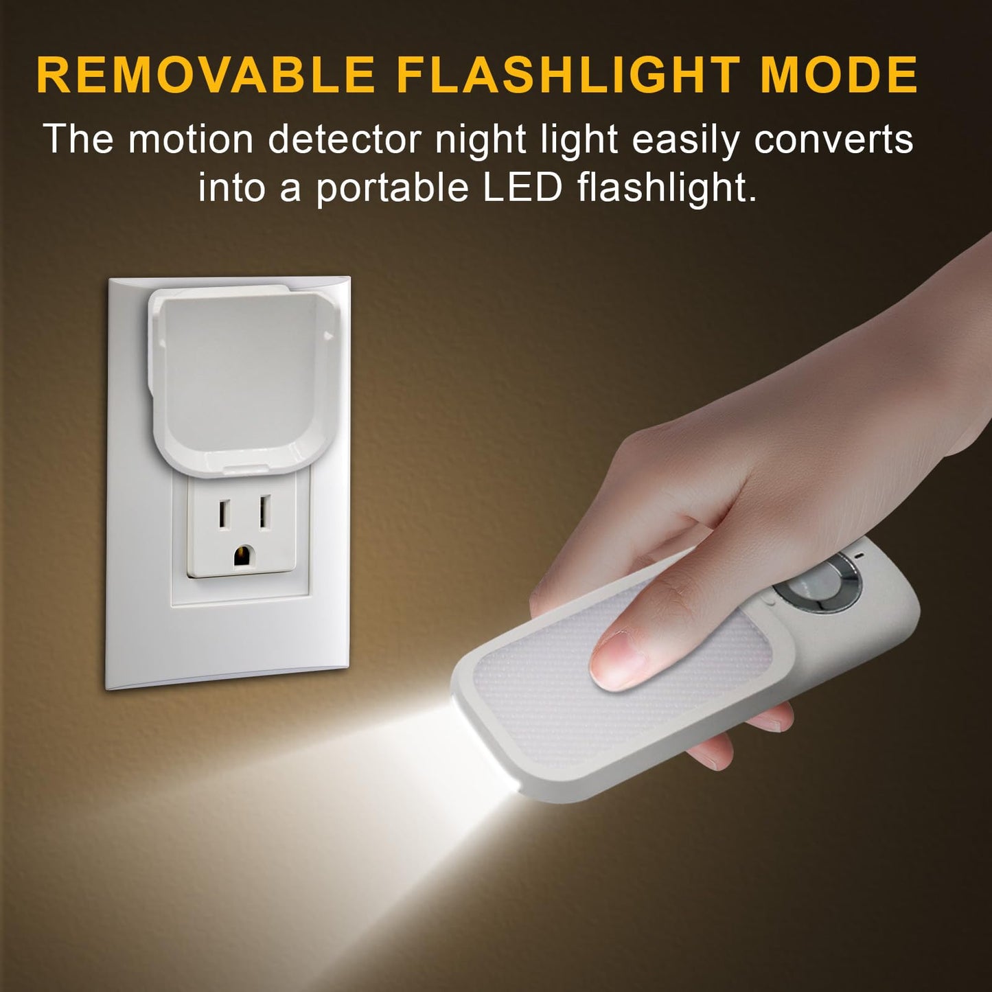 Breeker Motion Sensor Night Light with Flashlight, Night Lights Plug into Wall with Dusk to Dawn Motion Sensor, Soft Warm White, Adjustable Brightness for Bedroom, Stairs, Hallway