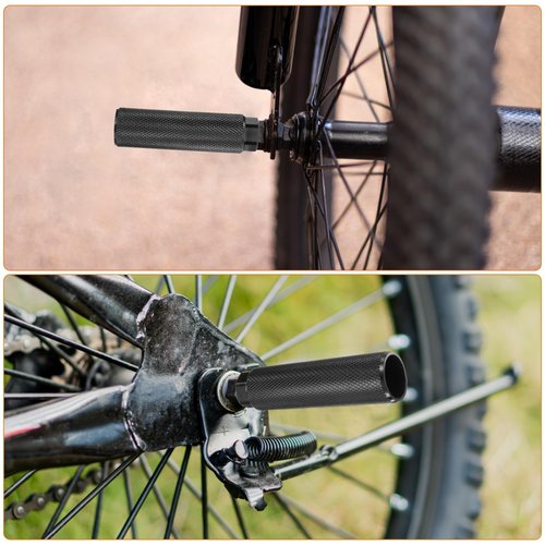 HARFINGTON 2 Pairs Bike Pegs Aluminum Alloy Rear Stunt Pegs Anti-Skid Back Seat Stands Fit 3/8" Axles for Mountain Bike, Black & Purple