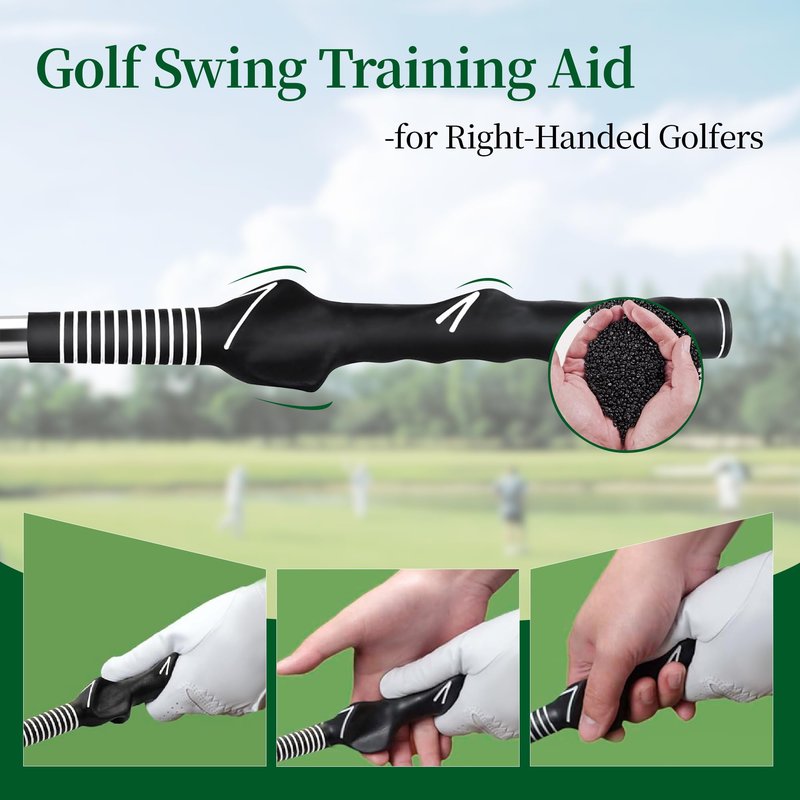 Retractable Golf Swing Training Aid, Portable Golf Swing Trainer for Warm Up Right-Handed Click Stick Golf Grip Trainer with Rhythm Click Sound, Golf Accessories for Beginners, Indoor Outdoor Practice