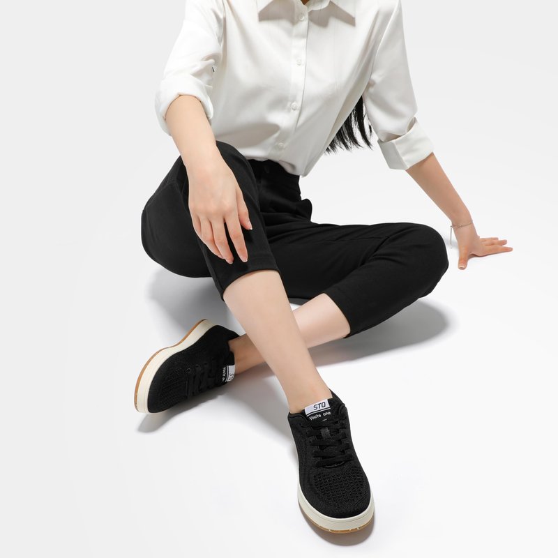 STQ Skate Shoes for Women Black Sneakers for Women Fashion Breathable Mesh Skateboard Shoes Black Size 7.5