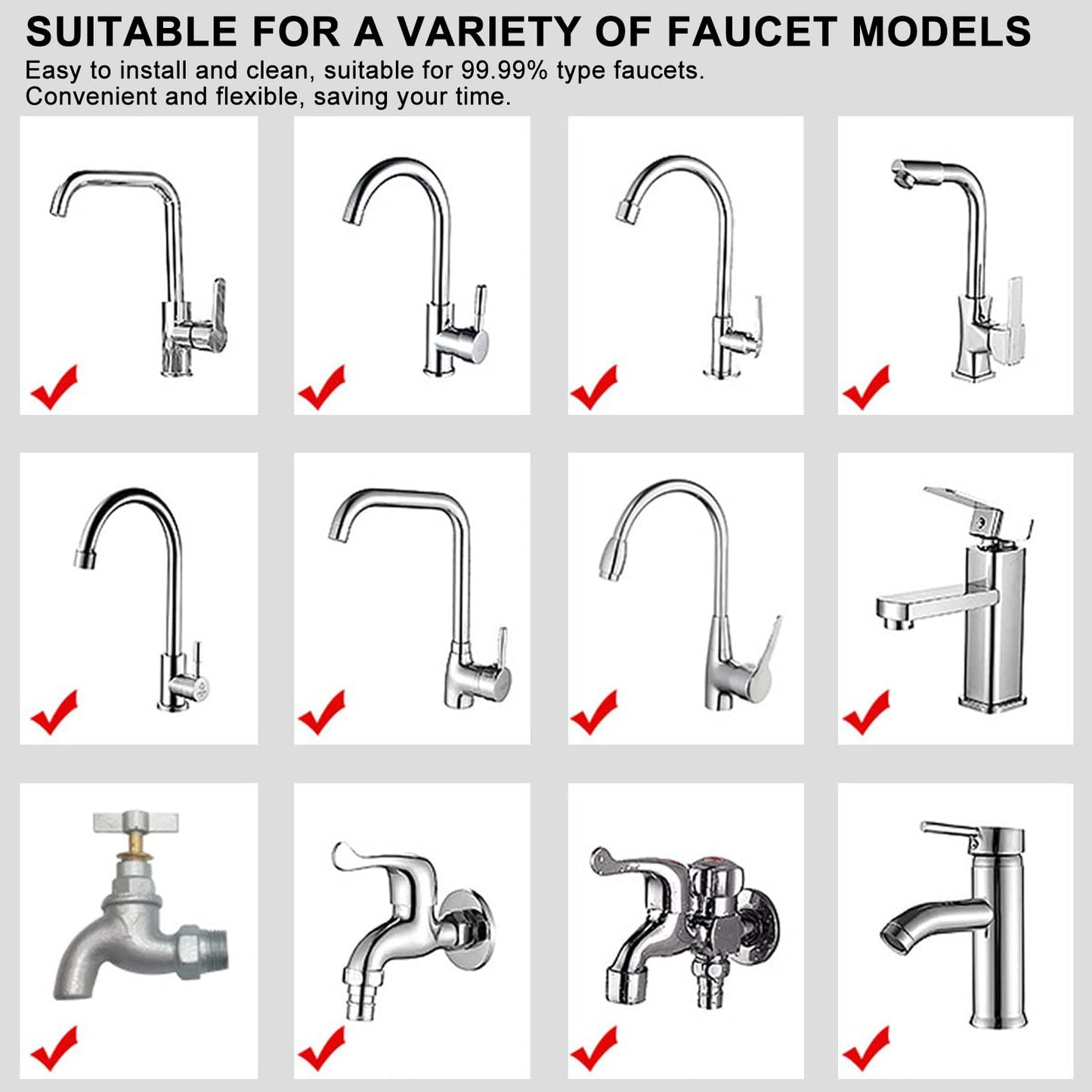 YOTAN Sink Water Filter Faucet, Sink Faucet Filter 360°Rotating, Bathroom Faucet Filter Removes Fluoride Hard Water, Faucet Purifier for Home Kitchen Sink (2 Pcs)