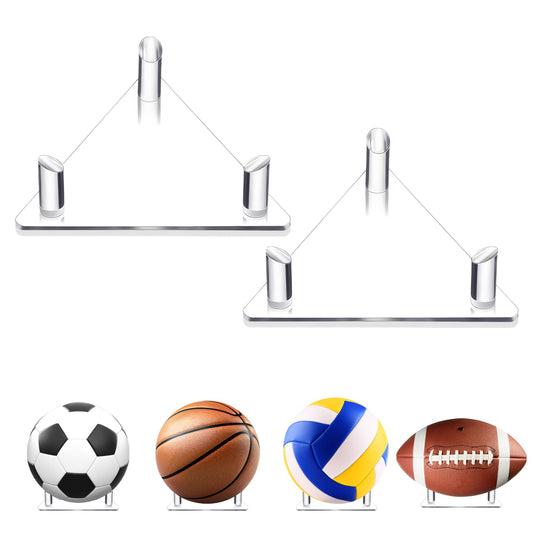 Ball Holder,2PCS Ball Stands for Basketball Football Soccer Volleyball Rugby Ball Souvenir Display Storage,Clear Acrylic Ball Rack,Soccer Rack,Basketball Stand,Football Display Stands,Volleyball Stand