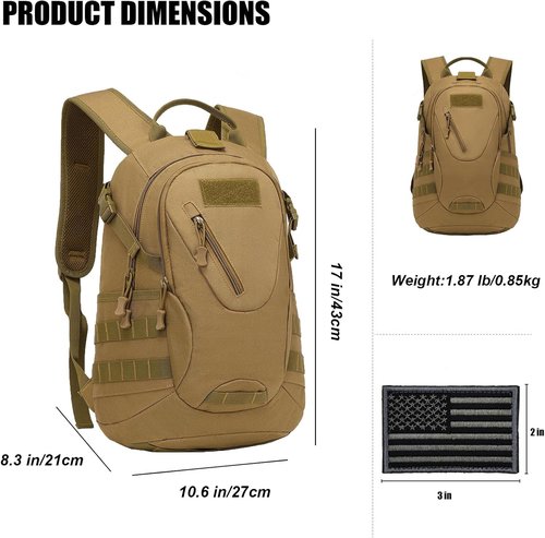 ArcEnCiel 15L Tactical Motorcycle Backpack - Durable Rucksack for Outdoor Camping & Trekking