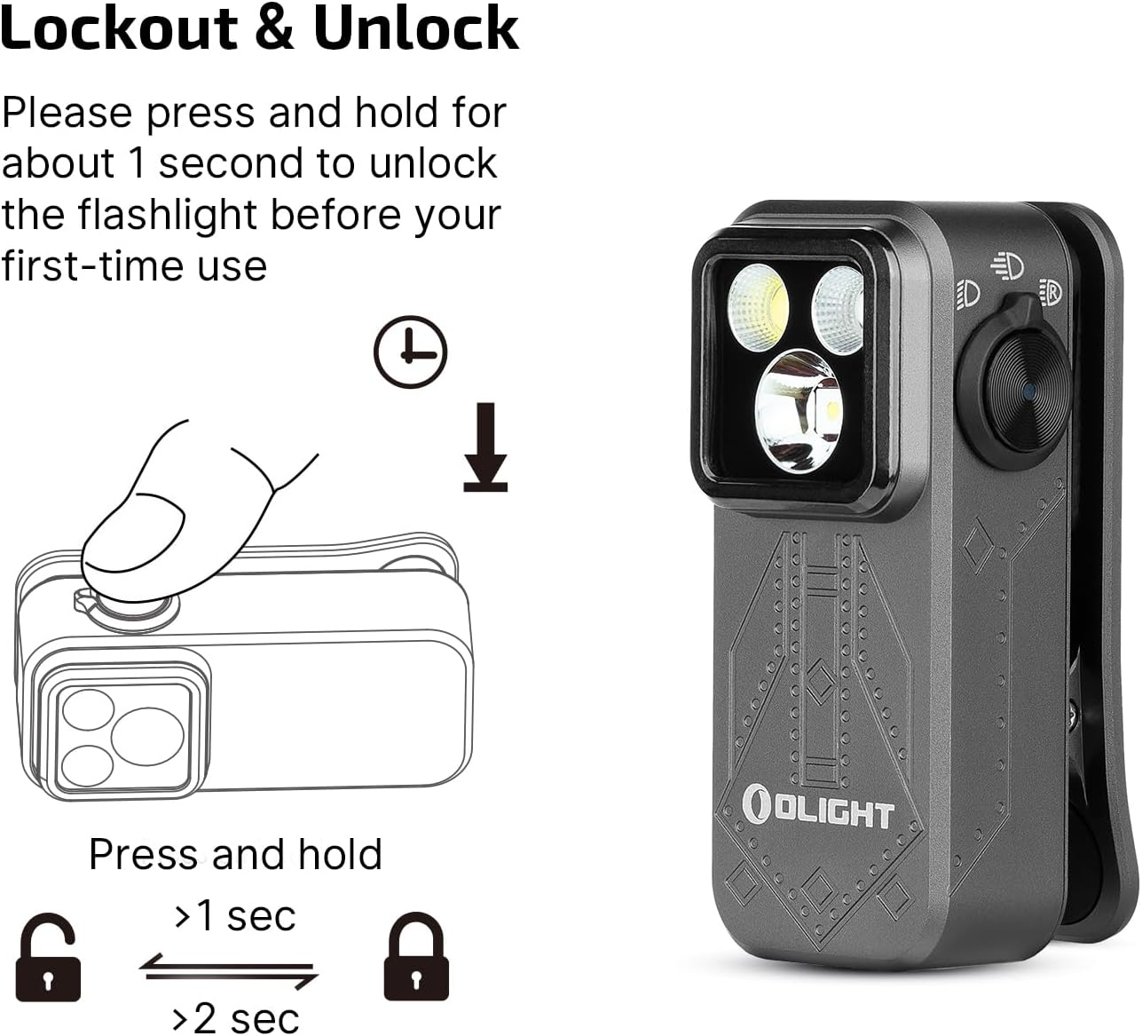 OLIGHT Oclip Pro Rechargeable EDC Flashlight - 500 Lumens, Magnetic Clip-On Light for Outdoor & Indoor Use