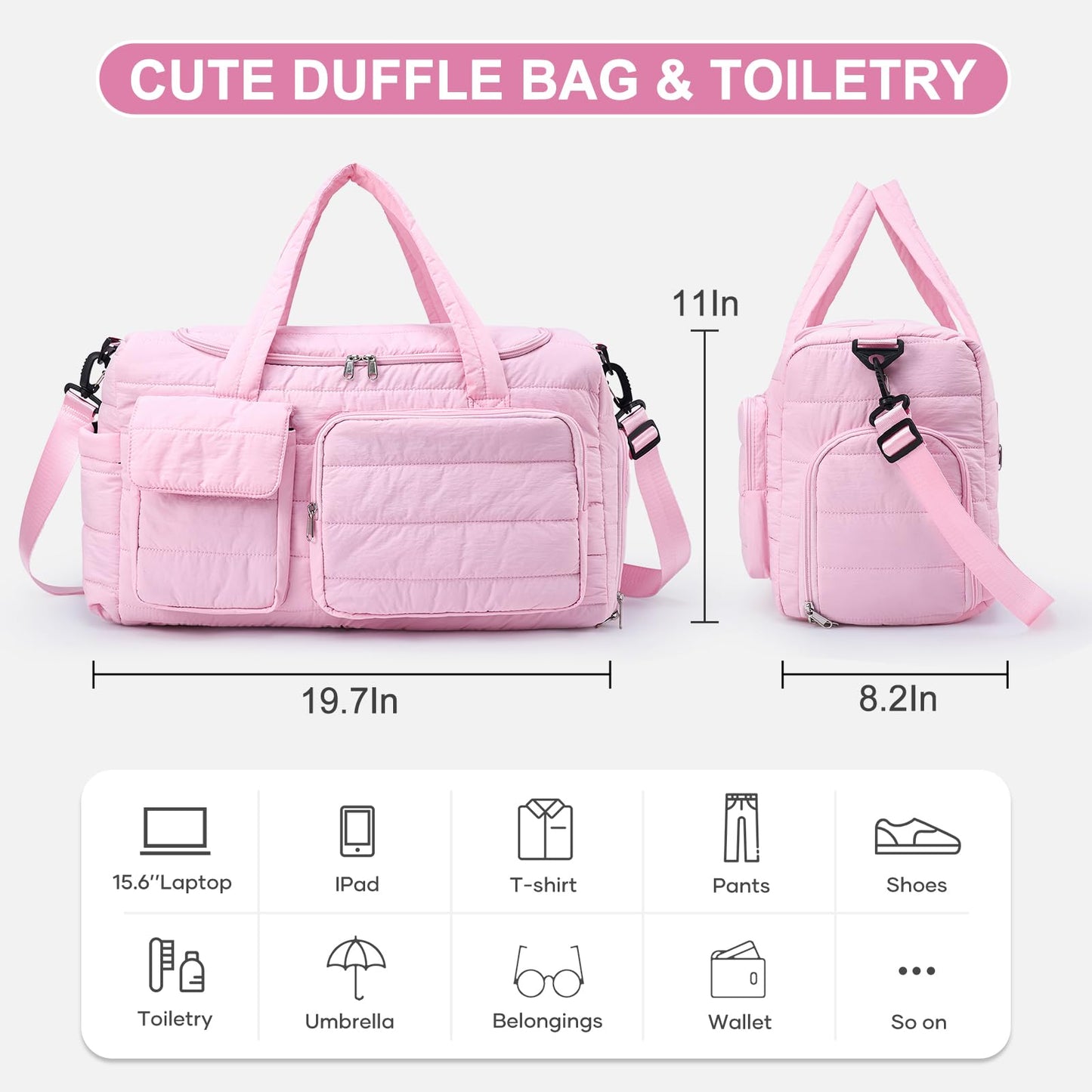 Small Gym Bag for Women, Travel Duffle Bag Carry On Weekender Bag with Shoe Compartment
