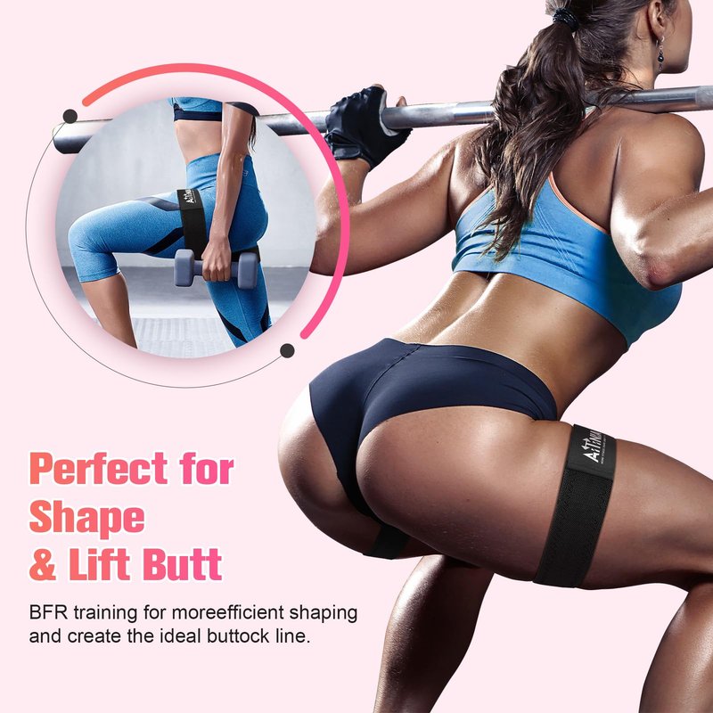 Booty Bands for Women Glutes & Hip Building, Blood Flow Restriction Bands BFR Bundle Booty Bands, Best Fabric Glute Bands Resistance Bands for Exercising Your Butt, Squat, Thigh, Fitness (Black 01)