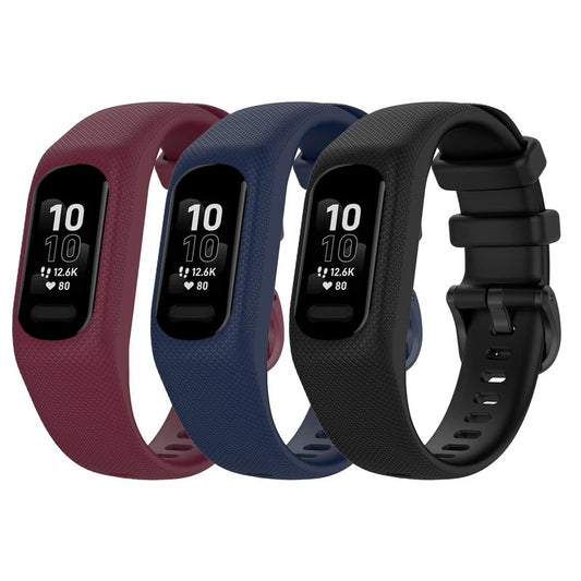 Sport Bands Compatible with Garmin Vivosmart 5, Soft Silicone Strap Replacement Wristbands Bracelet Band for Vivosmart 5 for Women Men (Large, wine red/blue/black)