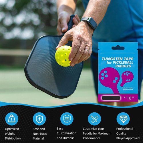 DZrudun Pickleball Paddle Weights—Tungsten Tape for Pickleball Paddles 10pcs 3g, Safe and Non-Toxic Material & Lead Tape Alternative 1.5g/in High Density, Easy Customization, Fits 12mm-16mm Paddles