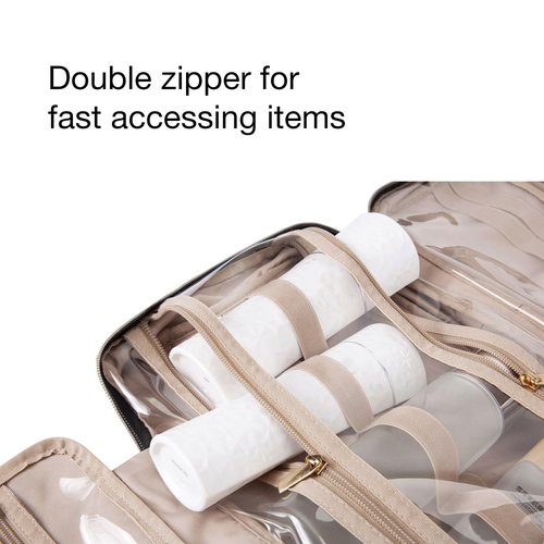 BAGSMART Toiletry Bag - Water-Resistant Travel Organizer with Hanging Hook | Medium Black