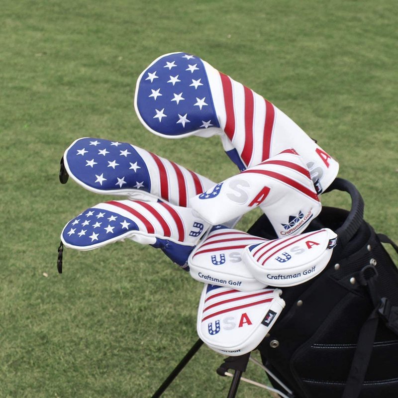 Craftsman Golf Red/White/Blue Star Stripes USA Flag Driver Cover Headcover Fits up to 460cc (Driver Cover)