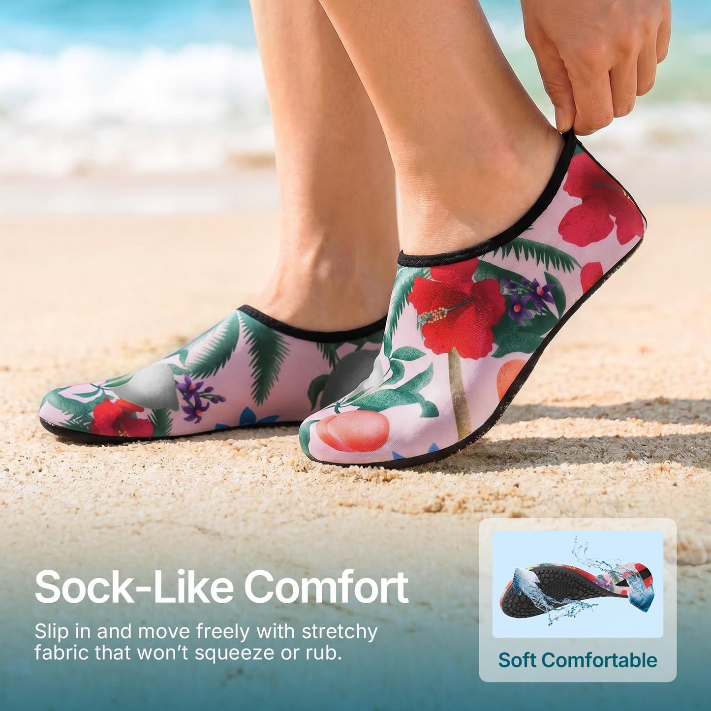 Water Shoes for Women Men Quick-Dry Aqua Socks Swim Beach Barefoot Yoga Exercise Wear Sport Accessories Pool Camping Must Haves Adult Youth Size 10-11Women/9-10Men