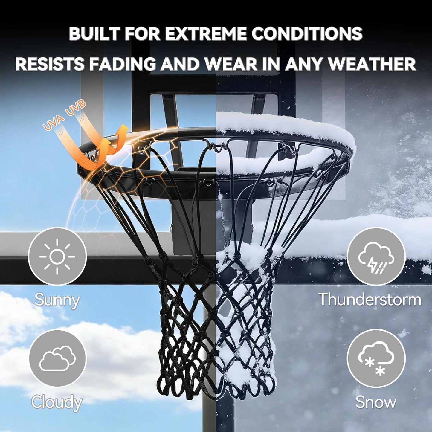 Skiennix Professional Basketball Net - Heavy Duty Nylon with 12 Loops | All-Weather Design for Indoor/Outdoor Rims