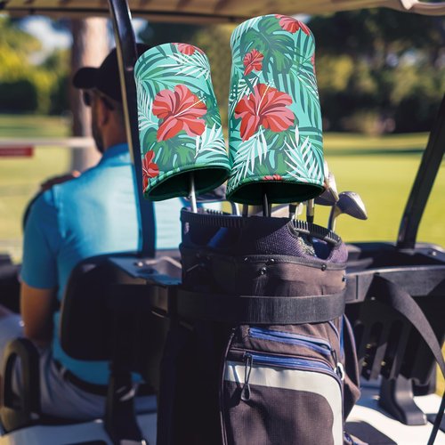 LZFAN Golf Club Head Covers Driver Fairway Wood Hybrid with Barrel Design Protector Embroidered Leather