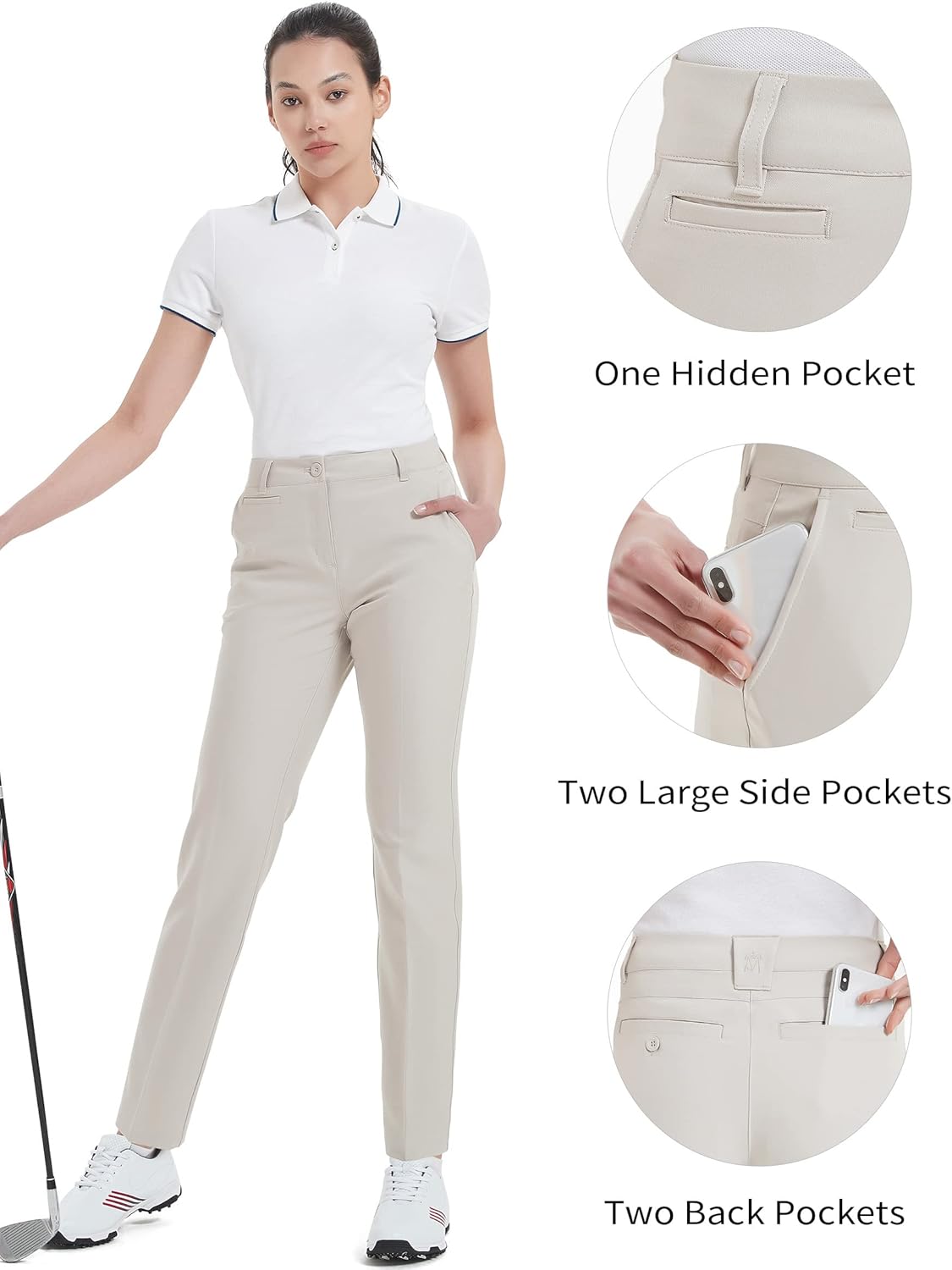 Skiennix Women's Golf Pants - Lightweight Stretch Twill Chino for Comfort & Breathability