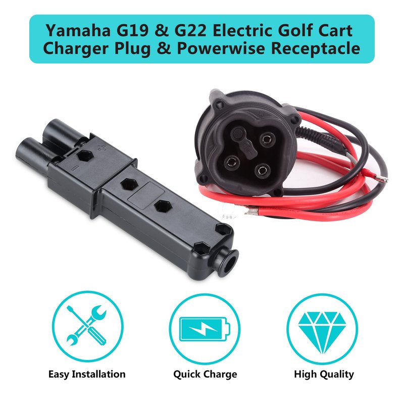 10L0L Golf Cart MAC DC 48V Charger Plug & Powerwise Receptacle for Yamaha G19 G22 Electric Cart OEM# JW2-H6181-02 JR1-H235A-00