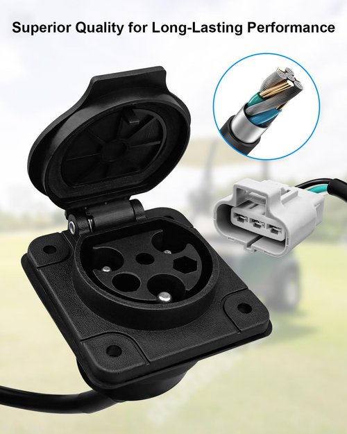 HZSIFU Electric Golf Cart Charger Receptacle Head Replacement Compatible with Evolution Powersports Advanced EV Aetric, 3 Pin Golf Cart Charge Cable Port Socket Replace ST-031016-PZ