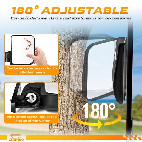 Golf Cart Mirrors, Golf Cart Side Mirrors with LED Turn Signal Light, Universal Rear View Mirror for Club Car EZGO YAMAHA, Left & Right Pair, Street Legal, Easy Bolt-On Installation, Enhanced Safety