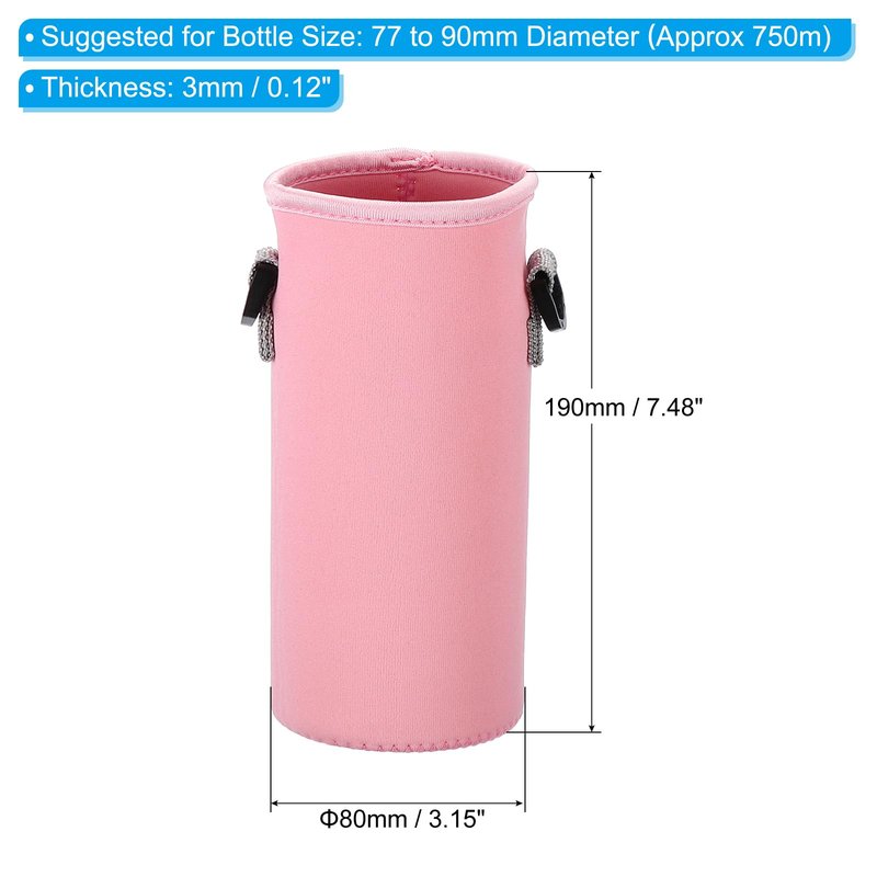 PATIKIL 80mmx190mm Water Bottle Sling Bag, 4 Pack Neoprene Portable Insulated Bottle Holder Carrier with Adjustable Shoulder Strap, 4 Colors