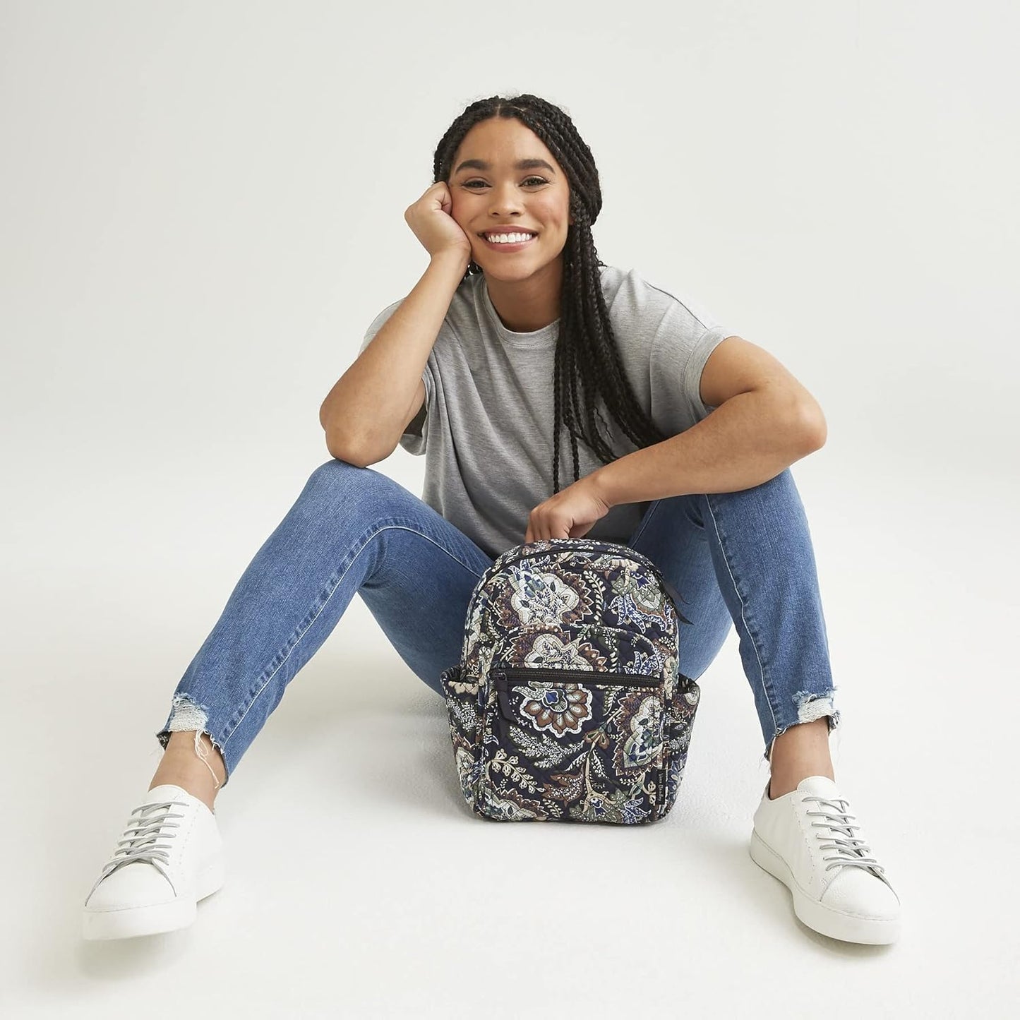 Vera Bradley Women's Cotton Small Backpack - True Navy | Stylish & Functional Design
