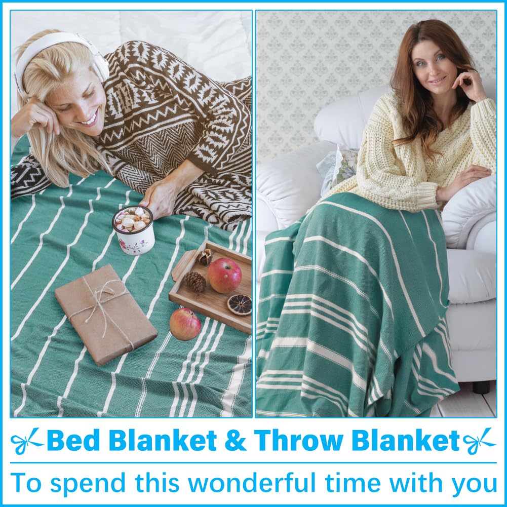 Oversized Turkish Beach Towel Blanket XXL Cotton Sandproof Towels Boho Woven Extra Large Big Sand Free Giant Throw Blankets Huge Quilt XL Picnic Camping Necessities Cloud For Adult Gifts Teal
