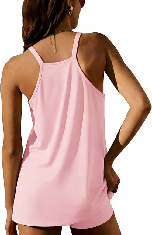 Ekouaer Women's Pajama Set - Soft Cami & Short Sleepwear with Pockets | V-Neck Loungewear, 2 Pieces