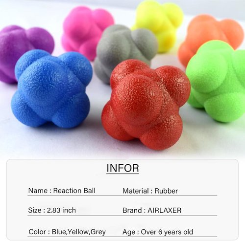 AIRLAXER Reaction Ball - Reflex Training Ball for Hand-Eye Coordination | 2.83 Inch, Pack of 3 (Blue, Yellow, Green)