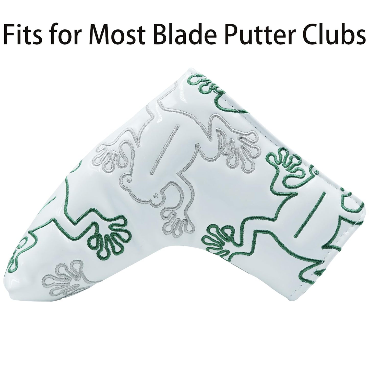 Gbourly Golf Club White Frog Blade Putter Cover Magnetic Closure PU Leather Headcover