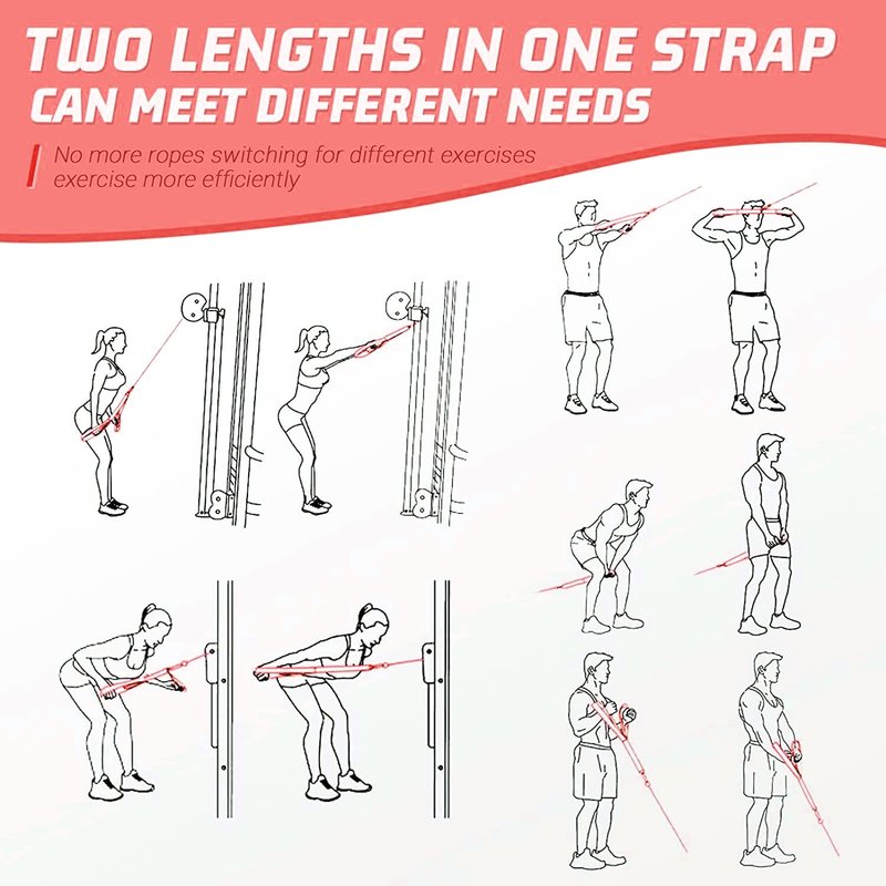TAVIEW Tricep Rope Adjustable Cable Attachment (13-28 inches),Tricep Pull Down Rope Extension Straps Cable Crossover Accessories (Adjustable Length
