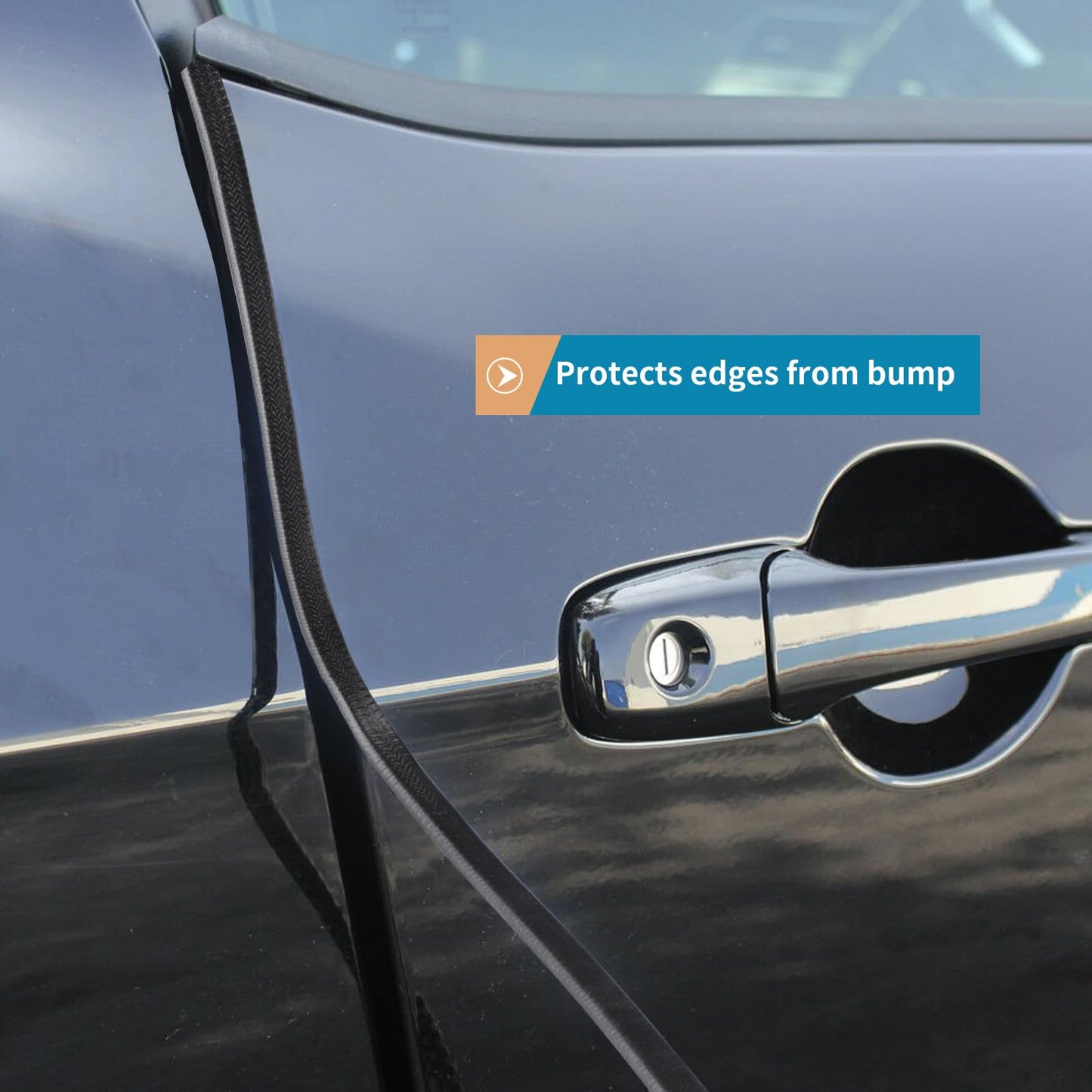 Sanbege Rubber Edge Trim Guard 32.8ft/10m, Adhesive Free Door Edge Protector, U Shape Edge Seal Strip with Embedded Metal Clips Fits 3/64" to 1/4" Thick Edges (Black)