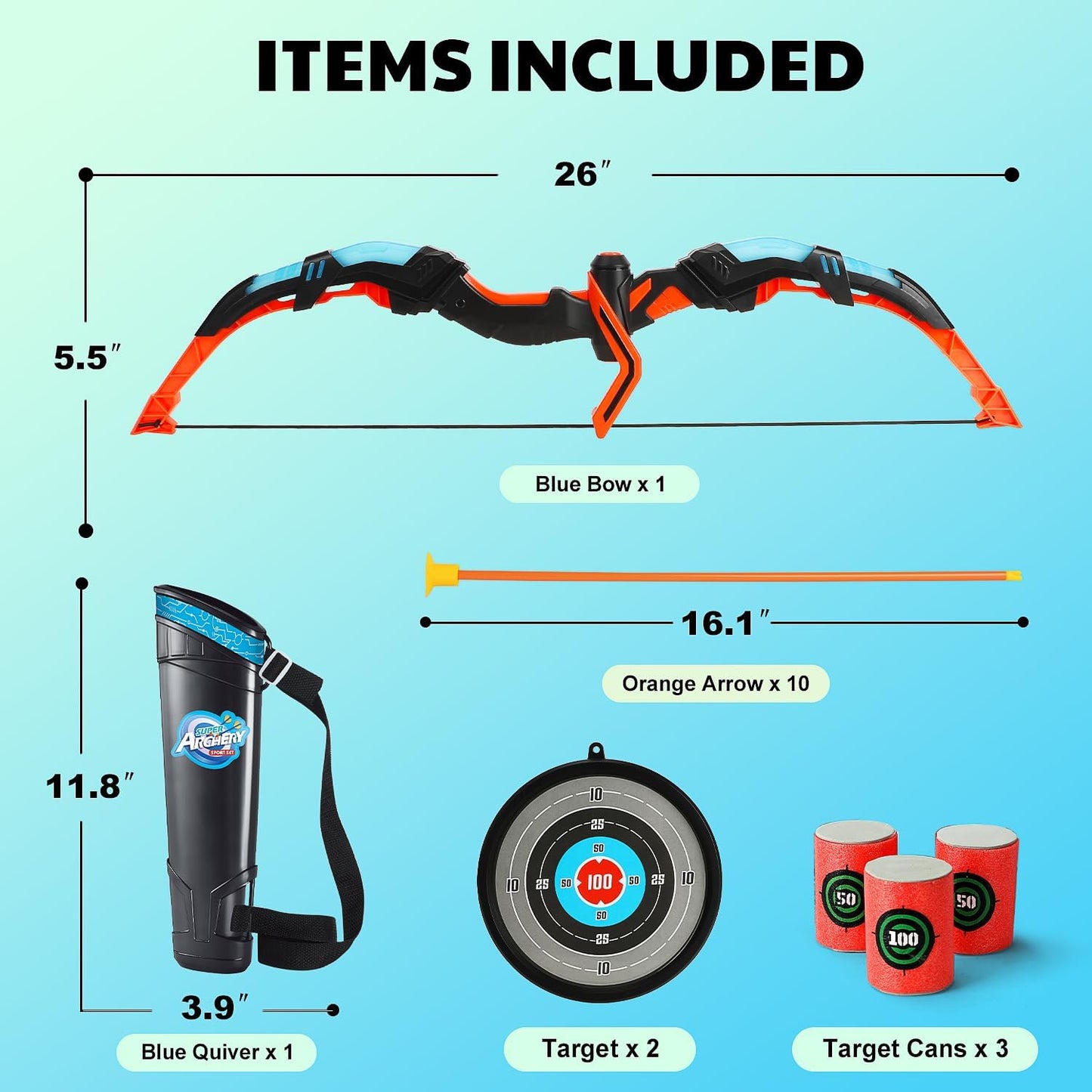 TOY Life Bow and Arrow Set - Light Up Archery Toys for Kids Ages 4-12 | Perfect Outdoor Gift for Boys