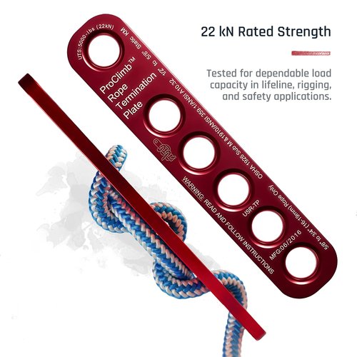 ProClimb 22 kN Rope Termination Plate – Aluminum Rigging Plate for 5/8"–3/4" Kernmantle Rope – Anchor Plate for Vertical Lifeline and Fall Protection
