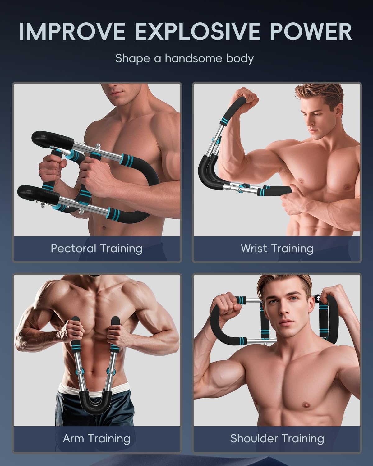 Twister arm Trainer, 60-110lb Adjustable Resistance Chest Workout Equipment,Chest Trainer for Men,Forearm Trainer,Forearm Power Exercise Bar,Portable Detachable Design