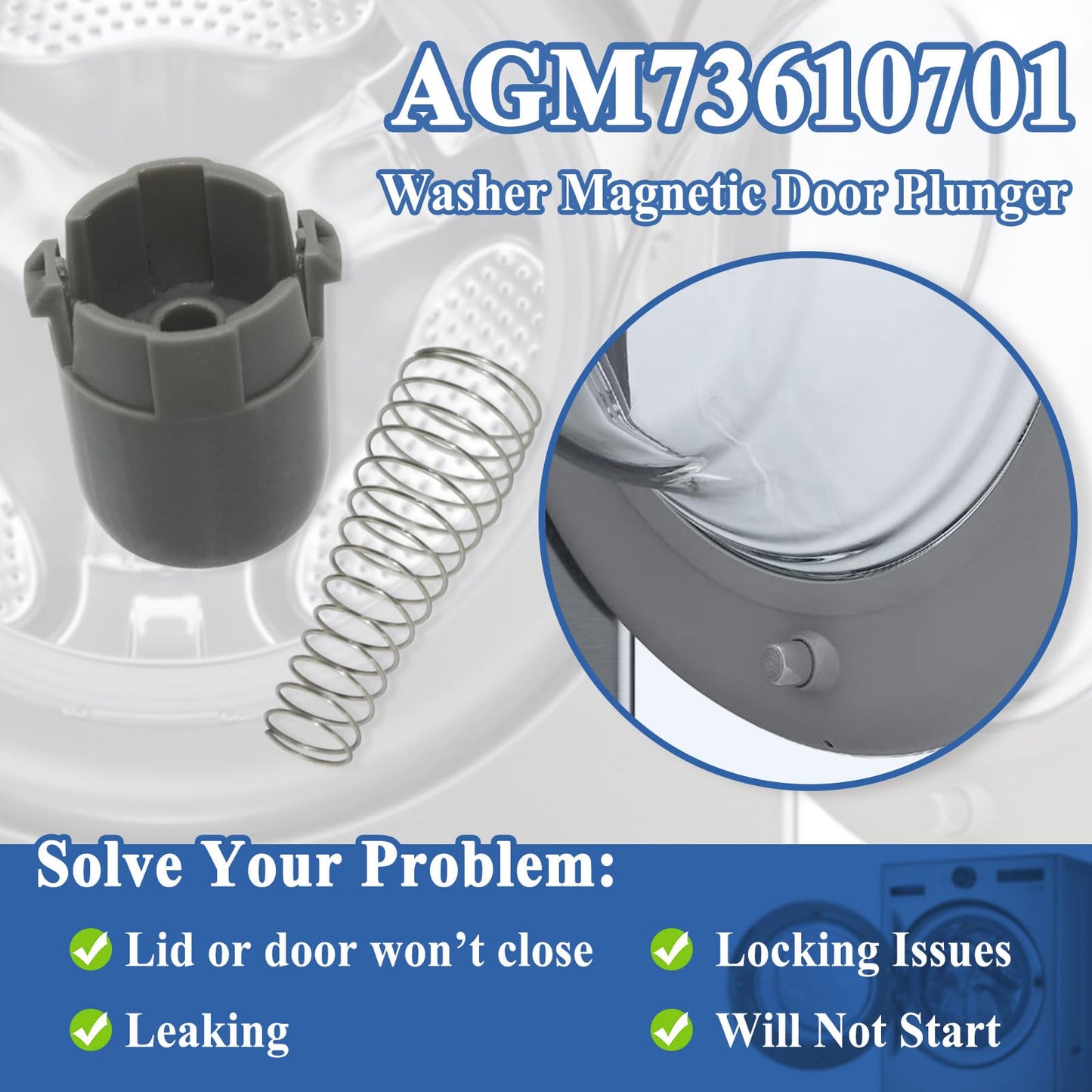 2Pcs AGM73610701 Washer Magnetic Door Plunger Replacement Part, with Springs