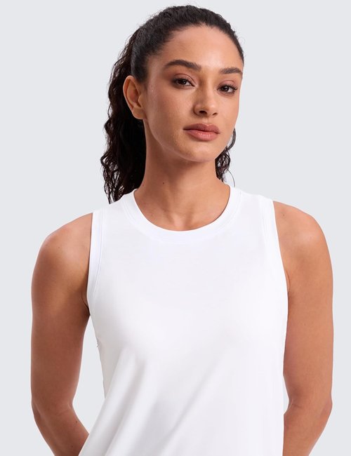 CRZ YOGA Quick Dry Racerback Tank Top for Women - Athletic Sleeveless Gym Shirt | Hip Length