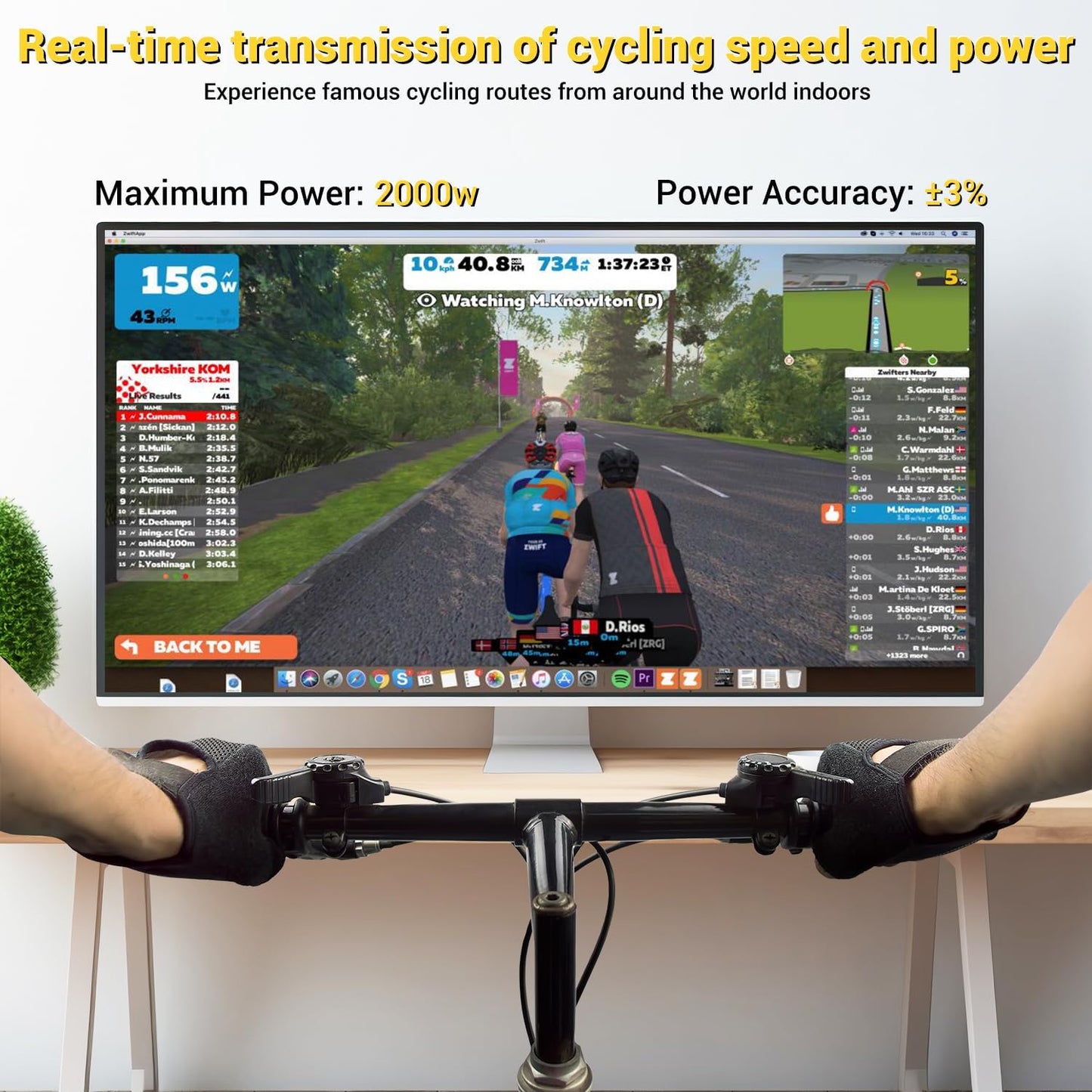 Sportneer Smart Bike Trainer Stand - Compatible with 26-29" & 700C Wheels | Bluetooth 4.0 & ANT+ for Zwift, Rouvy AR